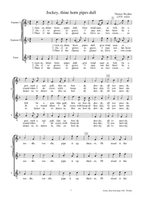 Jockey thine horn pipes dull