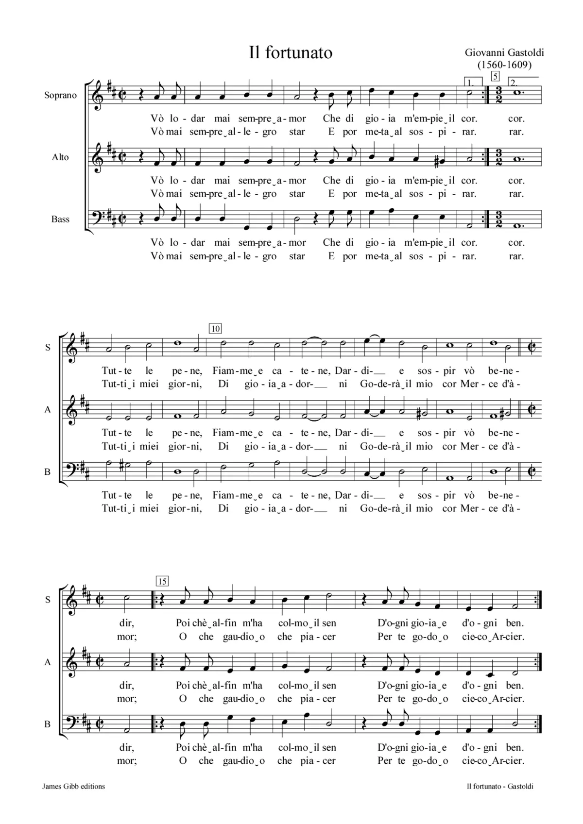 Il Fortunato (Vò lodar mai sempre amor) - Page 1