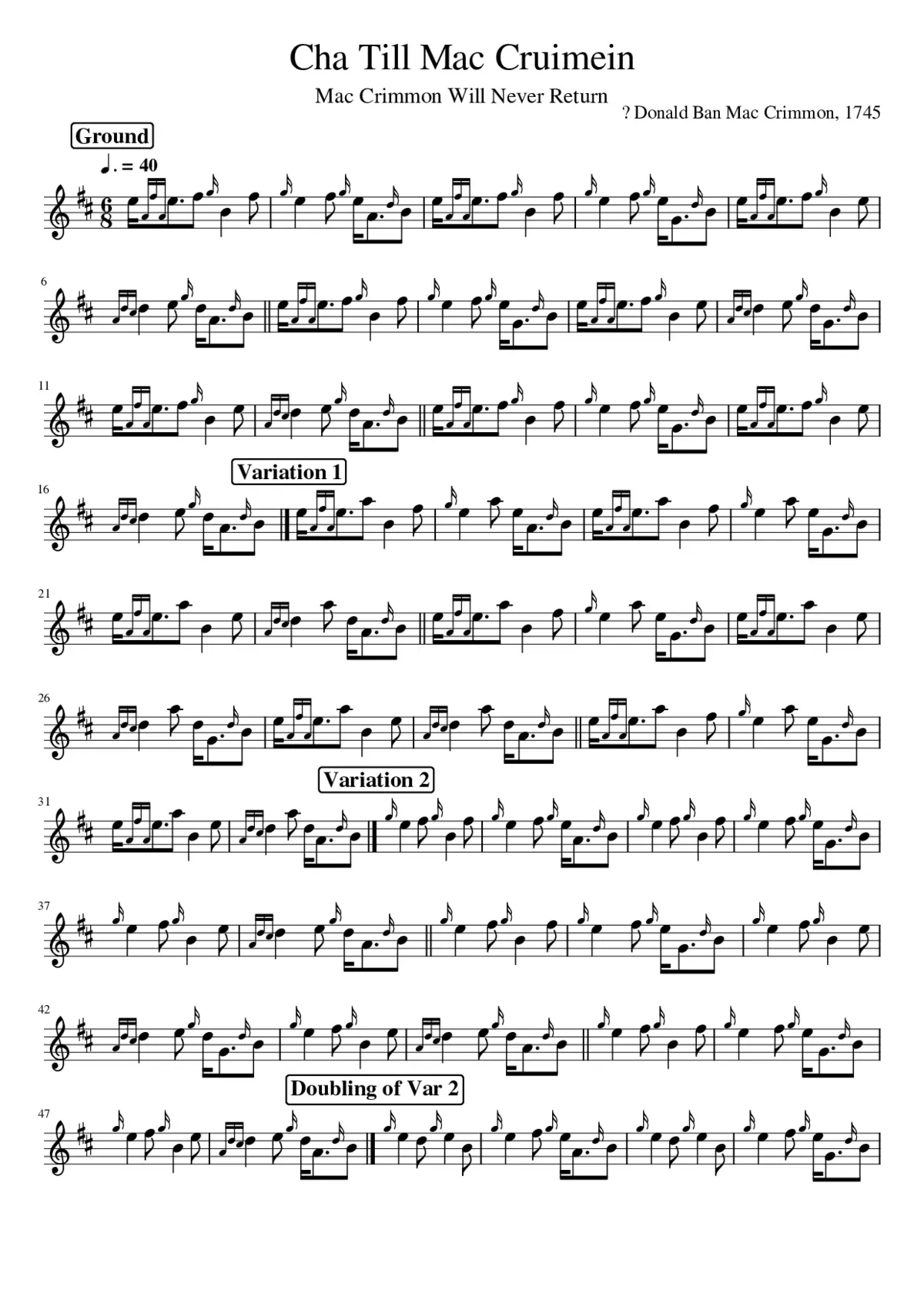 Cha Till Mac Cruimein - Page 1