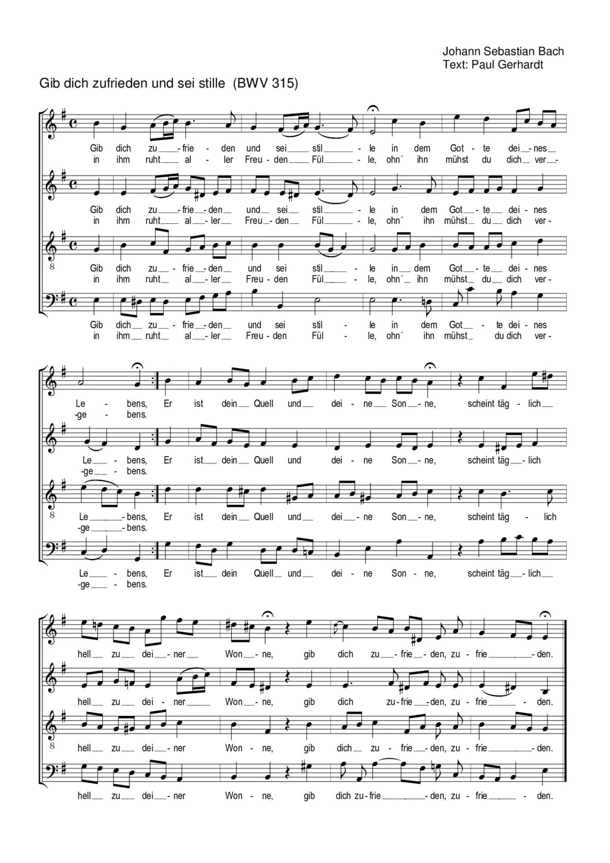 Gib dich zufrieden und sei stille, BWV 315 - Page 1