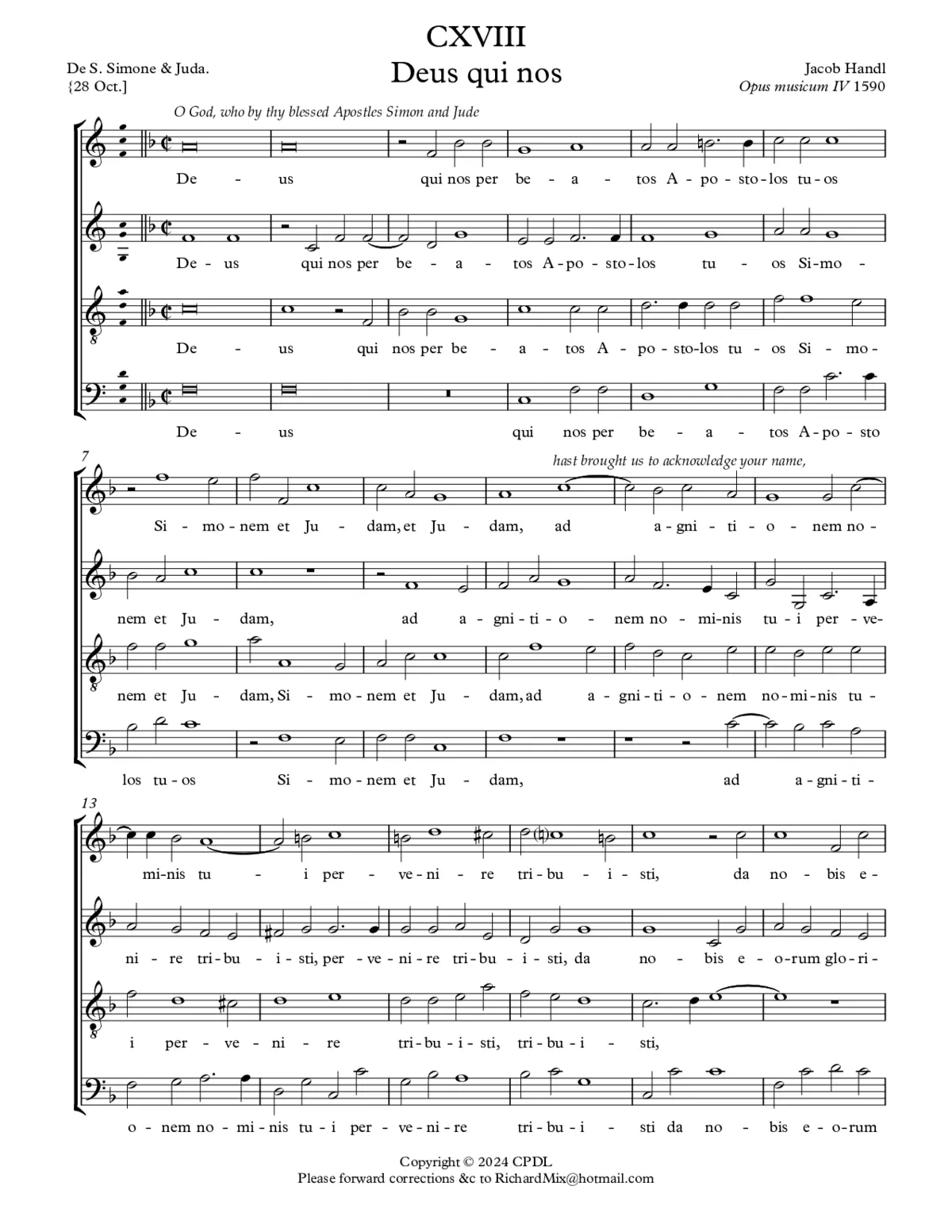 Deus qui nos - Page 1