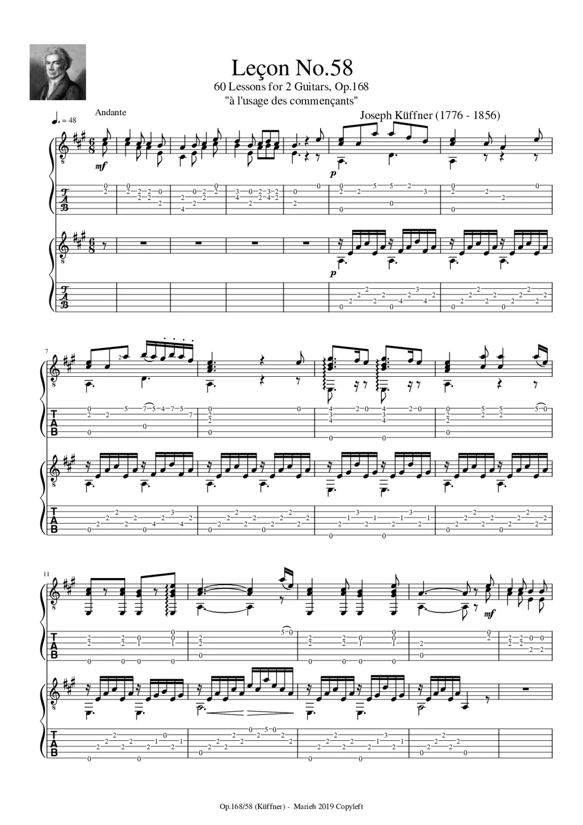 60 Lessons for 2 Guitars Op.168 - Page 1