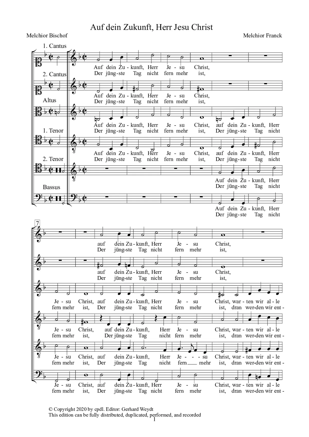 Auf dein Zukunft, Herr Jesu Christ - Page 1
