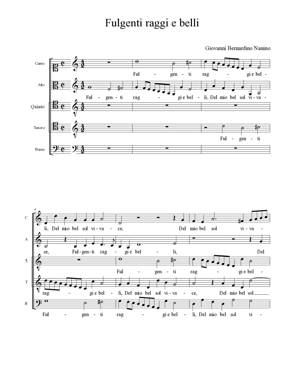 Fulgenti raggi e belli - Page 1