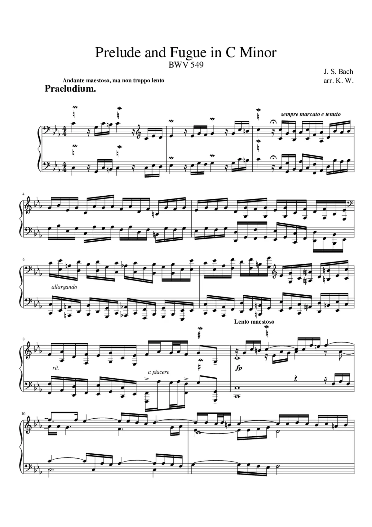 Prelude and Fugue in C minor BWV 549 - Page 1
