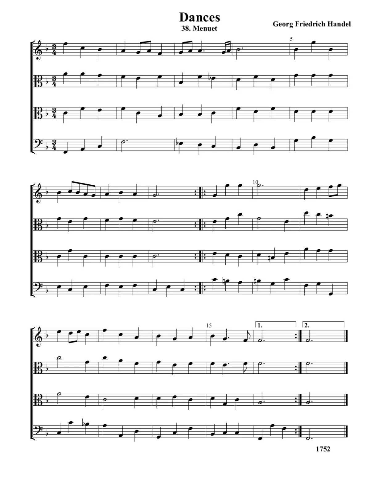 2 Menuets à 4 - Page 1