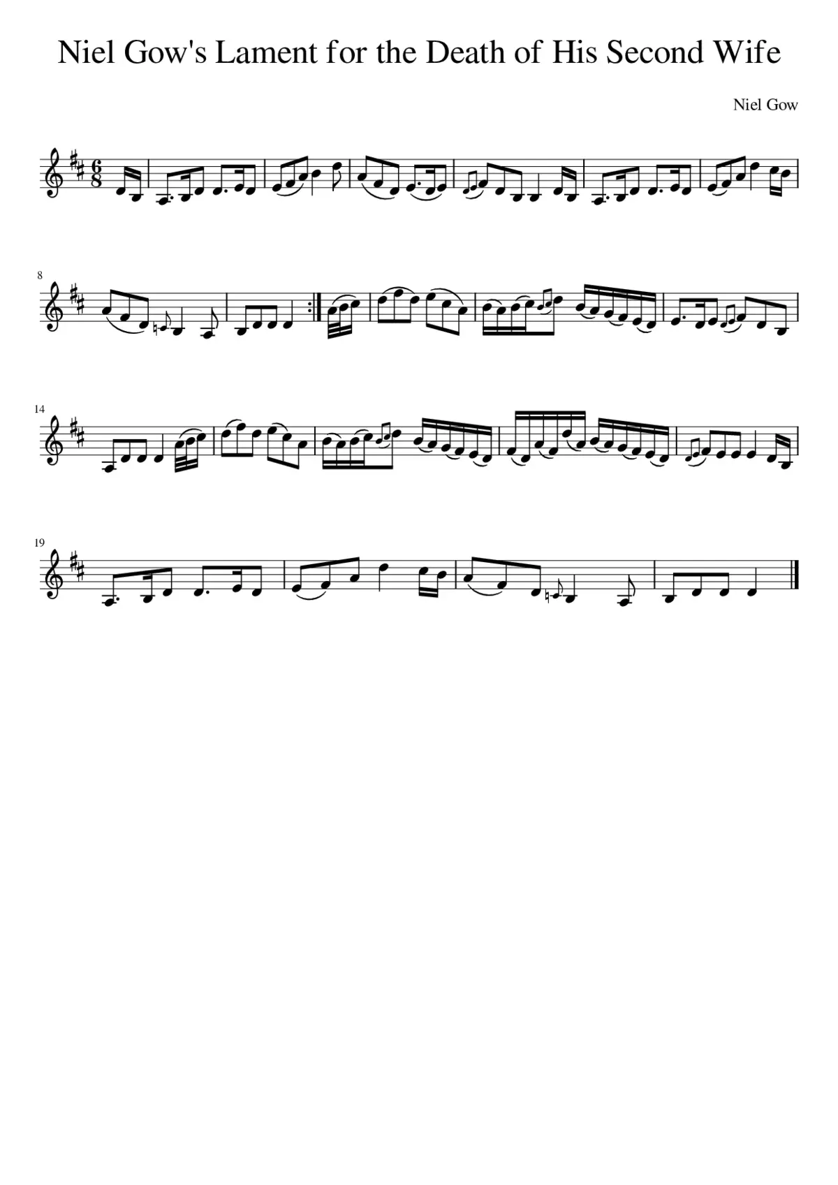 Niel Gow's Lament for the Death of His Second Wife - Page 1