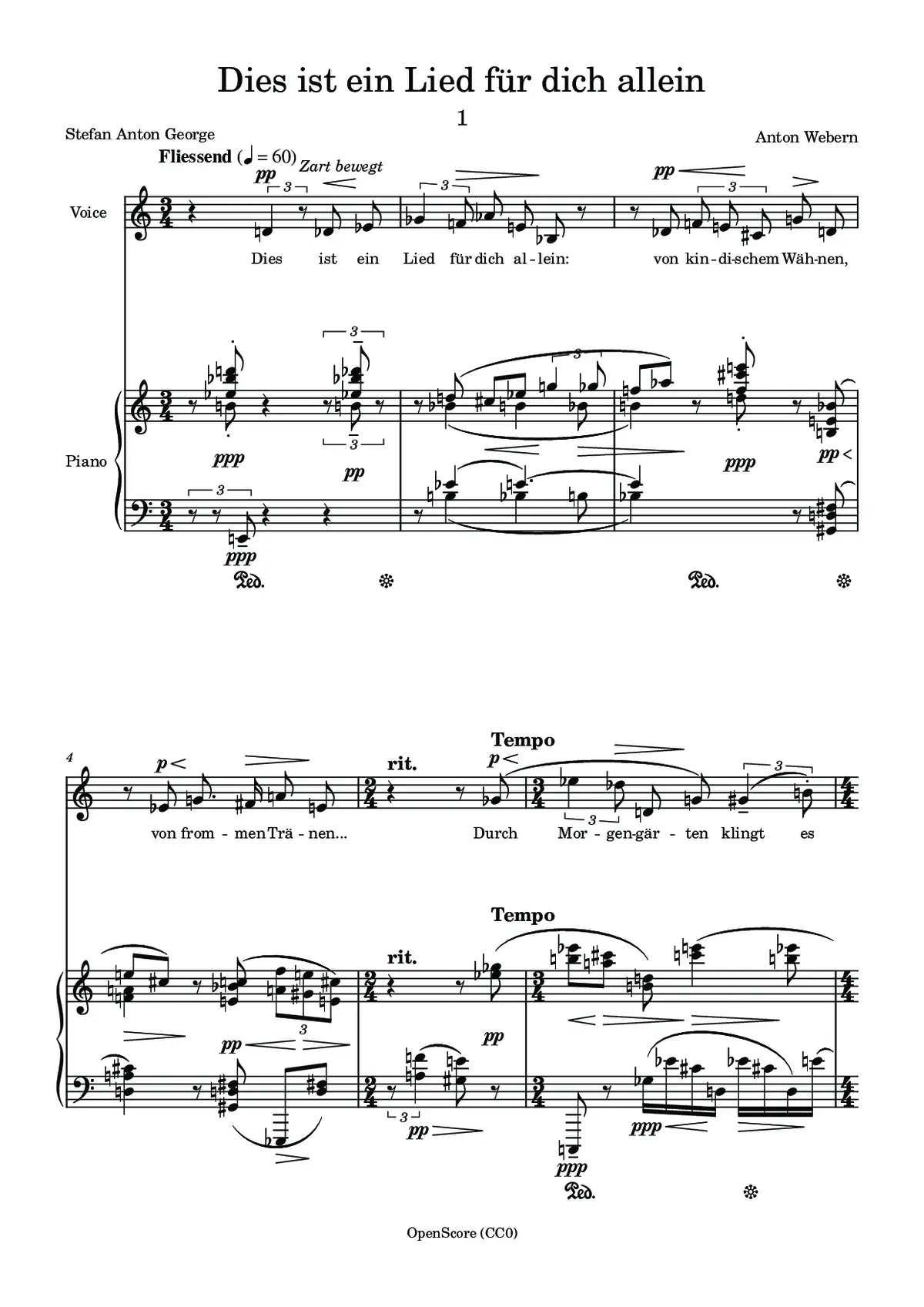 Dies ist ein Lied für dich allein - Page 1