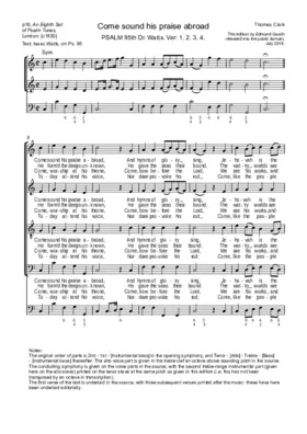 Come sound his praise abroad (from An Eighth Set of Psalm Tunes)