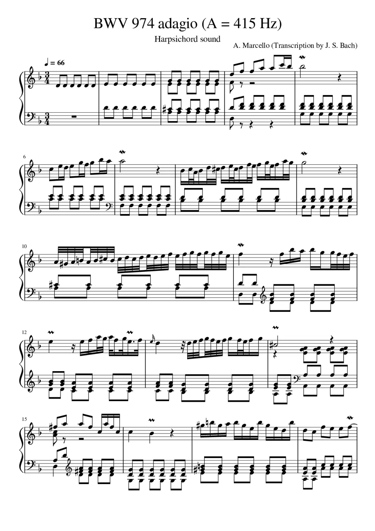 bwv 974 - adagio in d minor - Page 1