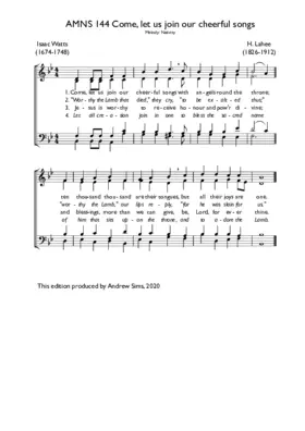 Come, let us join our cheerful songs