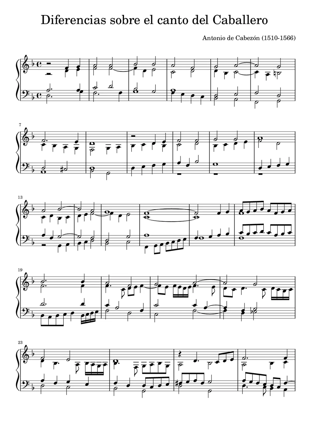 Antonio de Cabezón - Diferencias sobre el canto del Caballero - Page 1