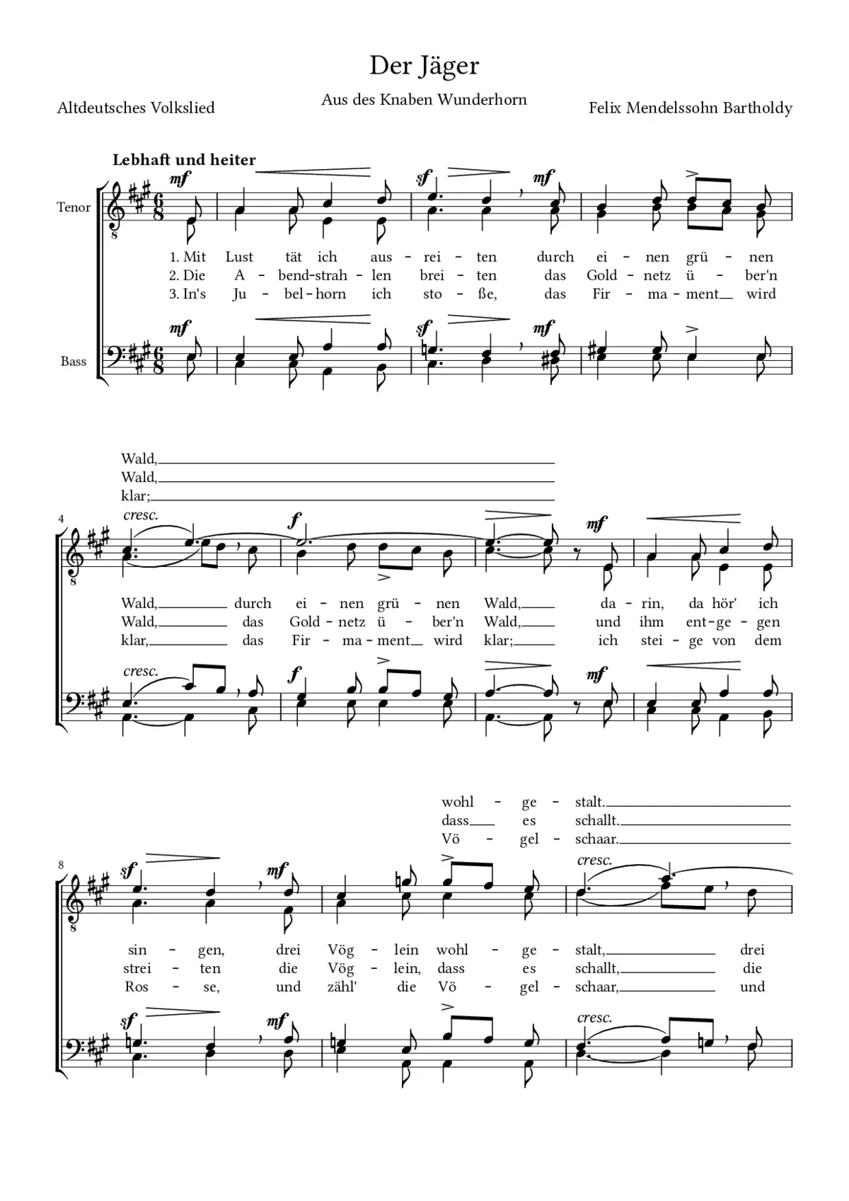 Jagdlied, Op. 84, No. 3 - Page 1