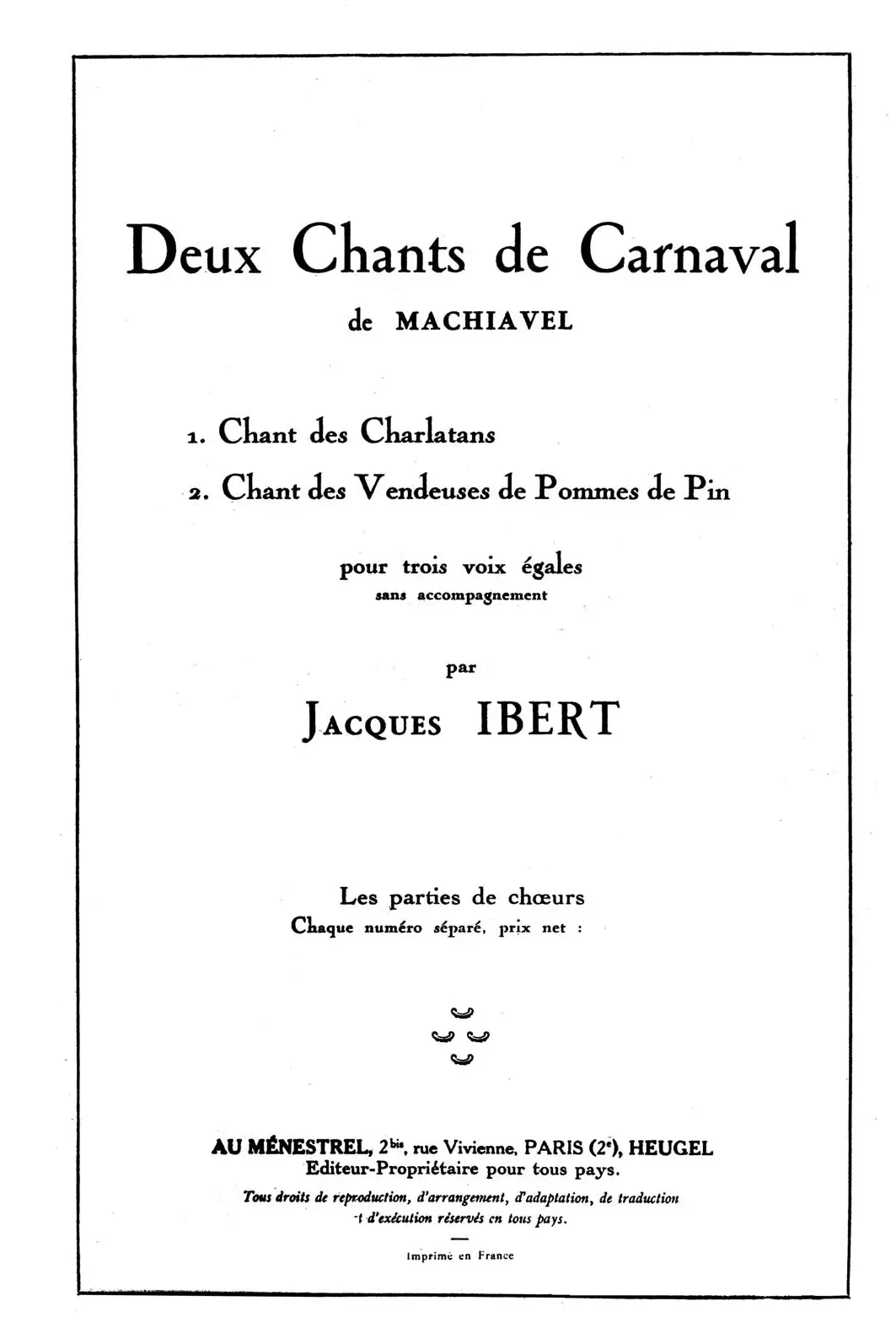 2 Chants de Carnaval - Page 1