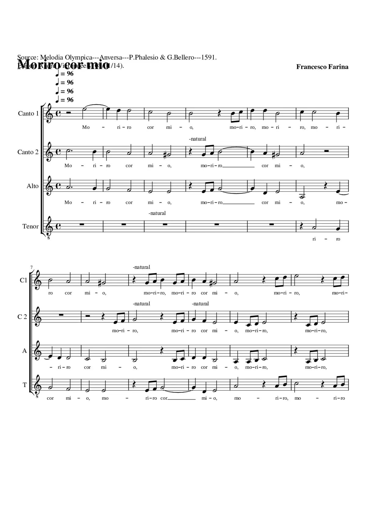 Moriro cor mio - Page 1