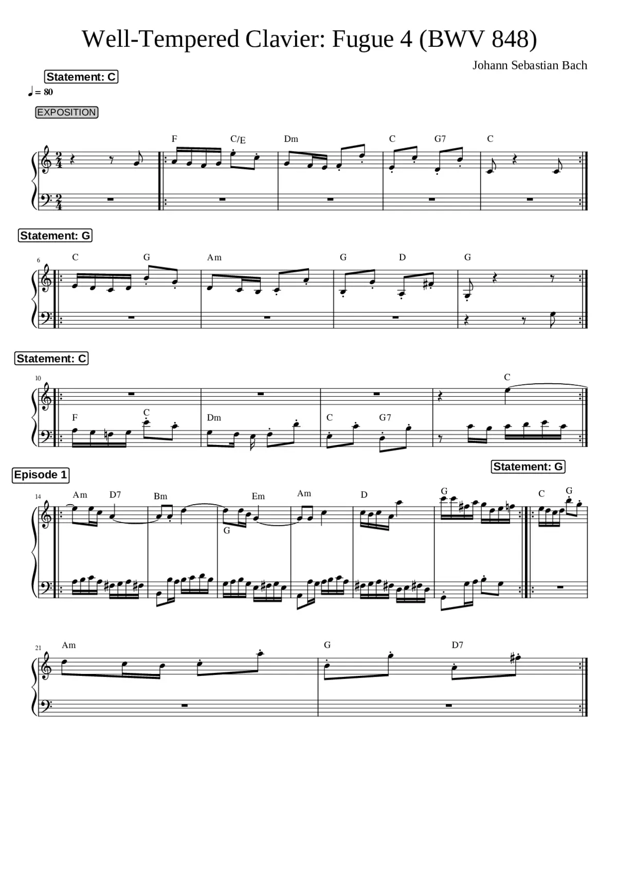 Prelude and Fugue in C-sharp major BWV 848 - Page 1