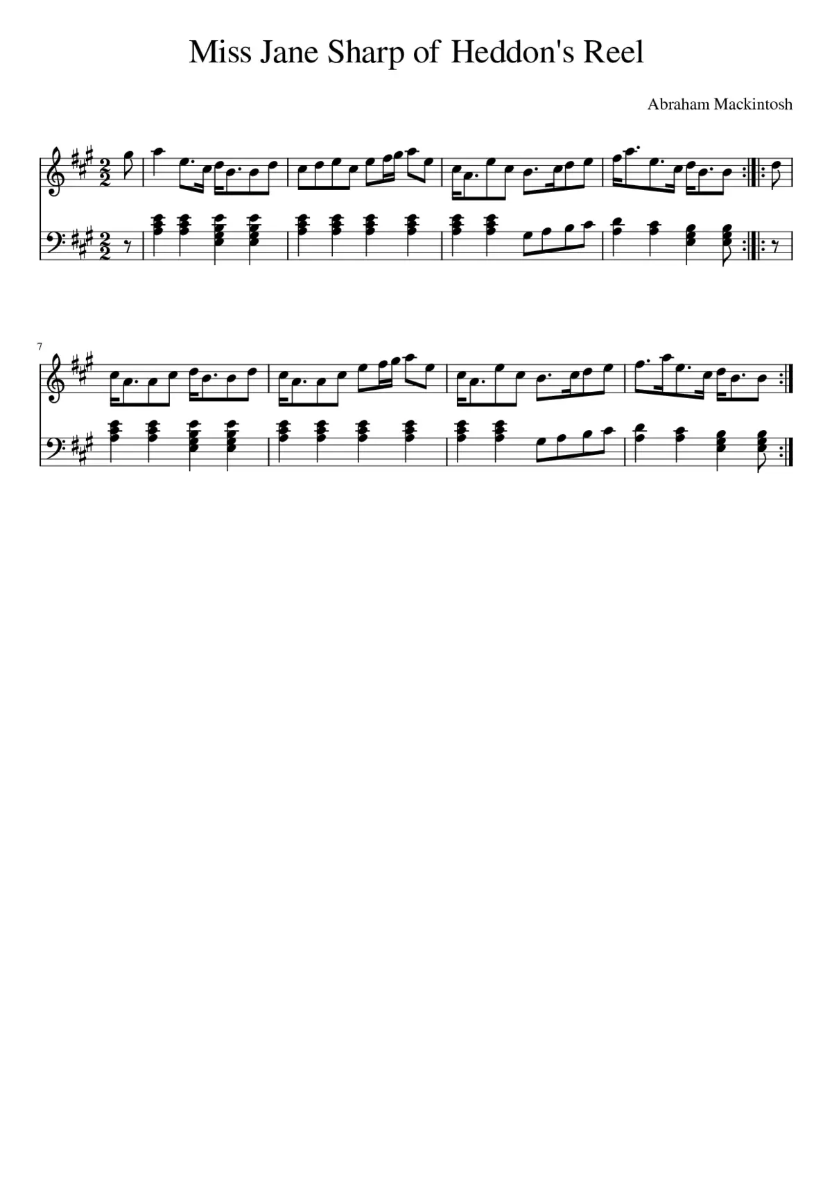 Miss Jane Sharp of Heddon's Reel - Page 1