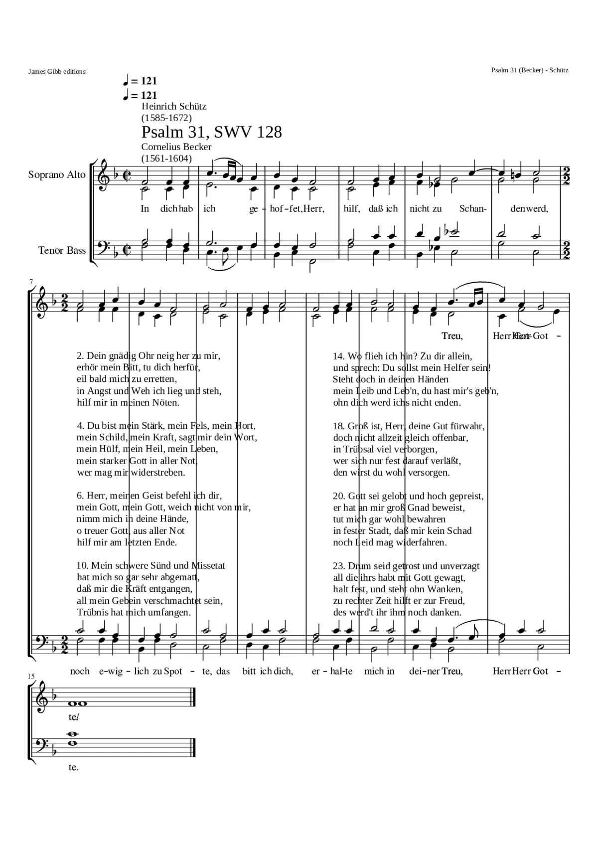 In dich hab ich gehoffet Herr SWV 128 - Page 1