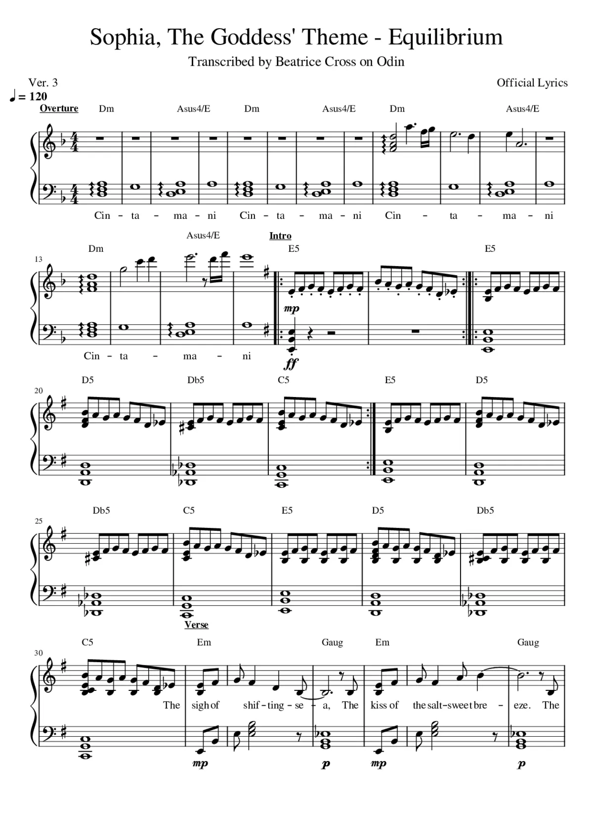 final fantasy xiv - Sophia The Goddess' Theme - Page 1