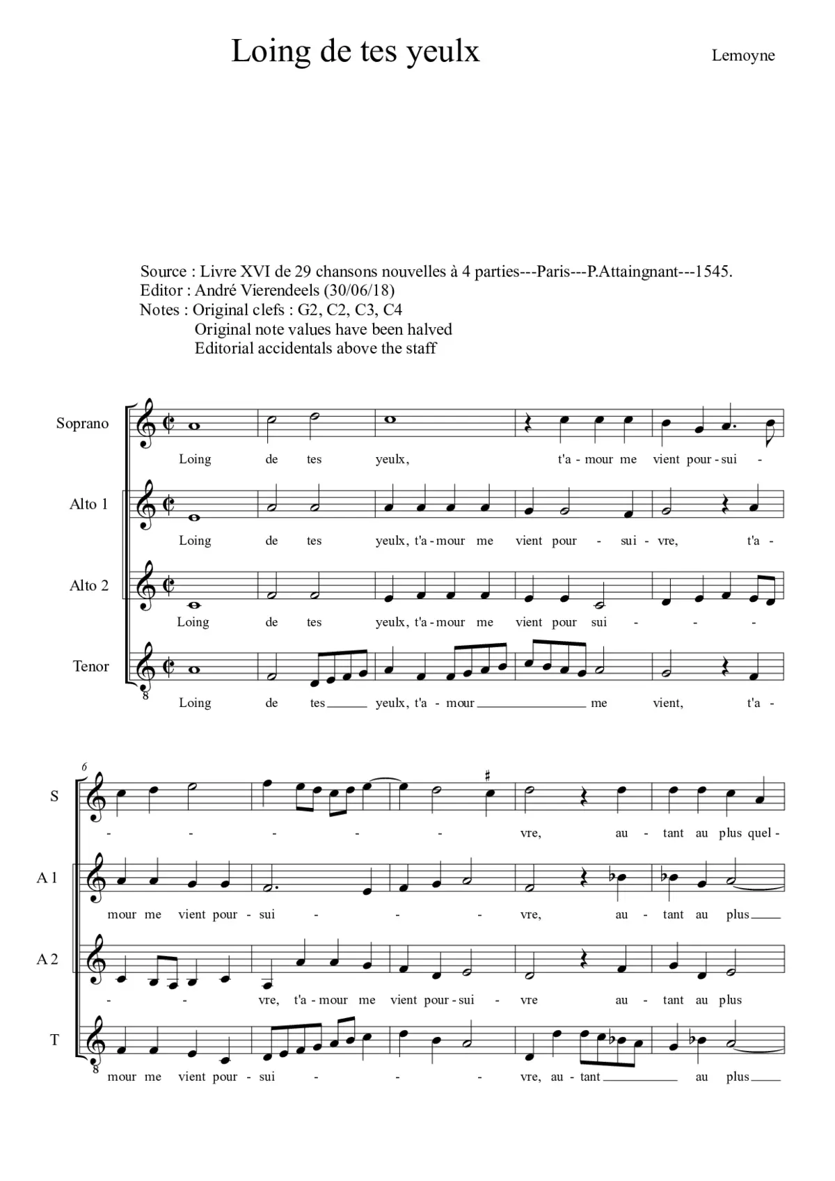 Loing de tes yeulx - Page 1