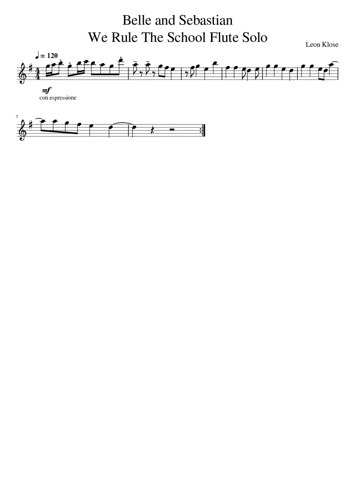Belle and Sebastian We Rule The School Flute Solo - Page 1