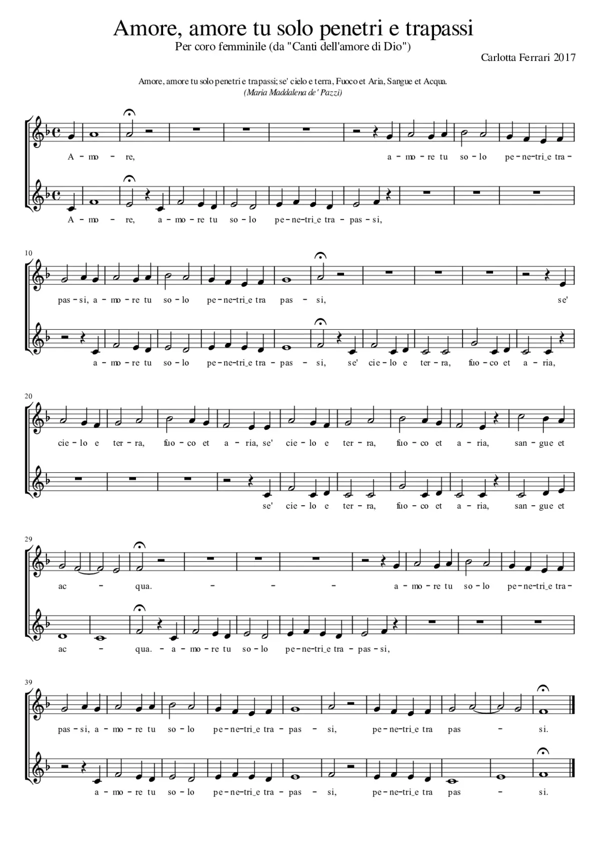 Amore, amore tu solo penetri e trapassi - Page 1