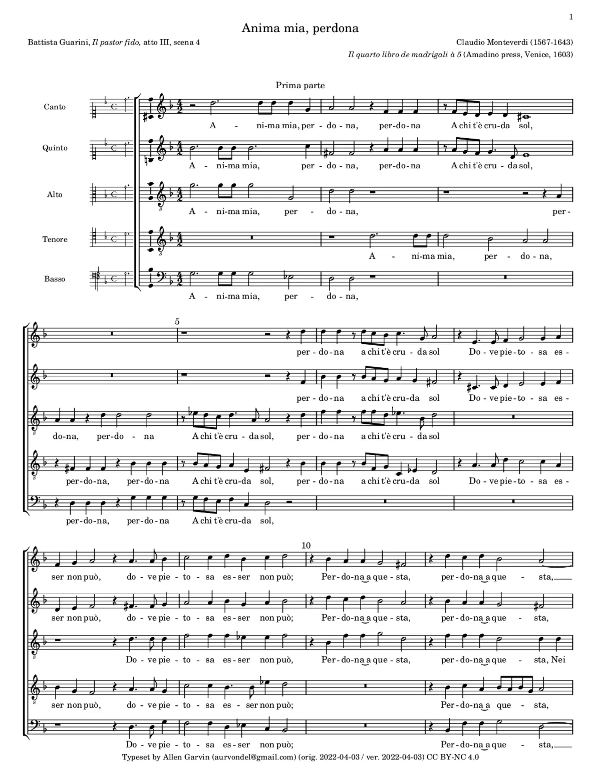 Anima mia, perdona - Page 1