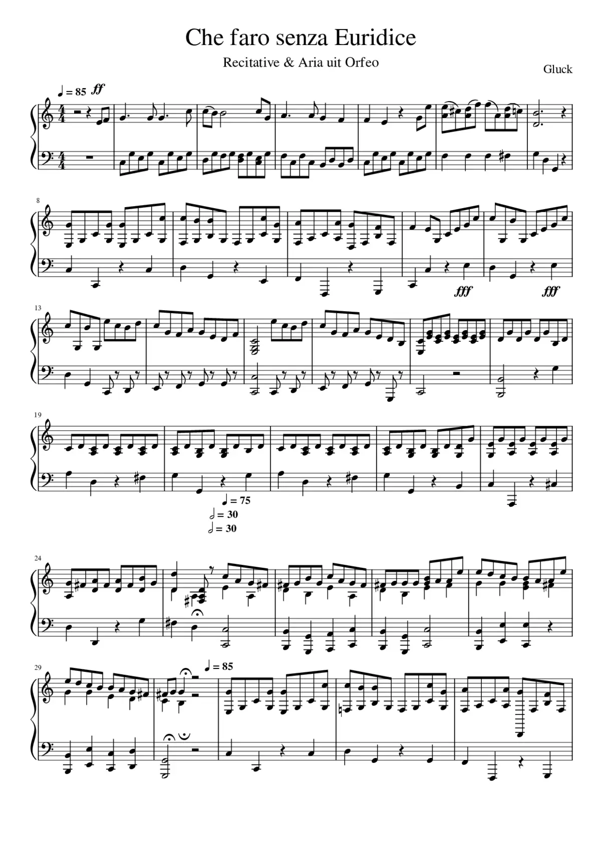 che faro senza euridice accompaniment - Page 1