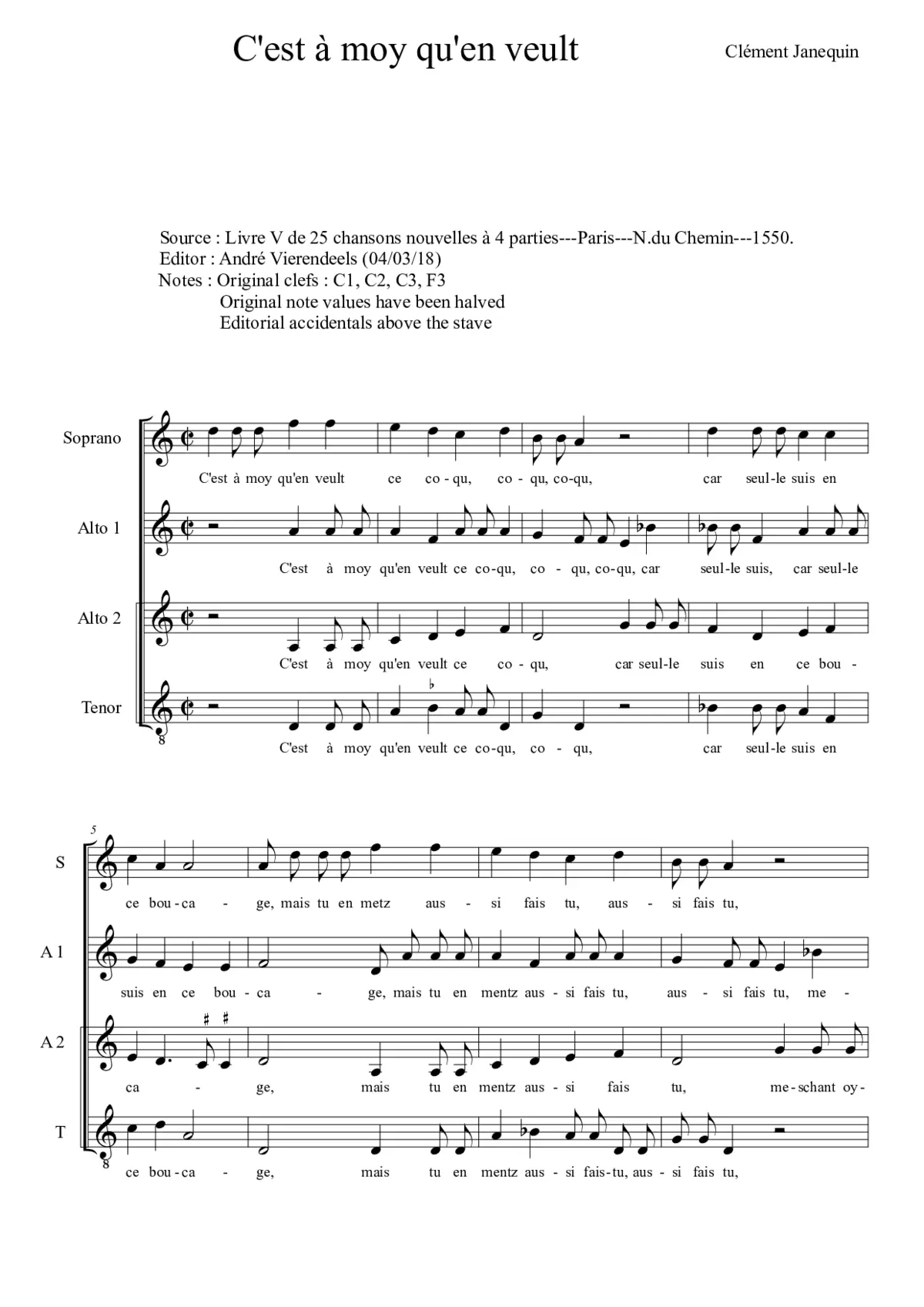 C'est à moy qu'en veult - Page 1