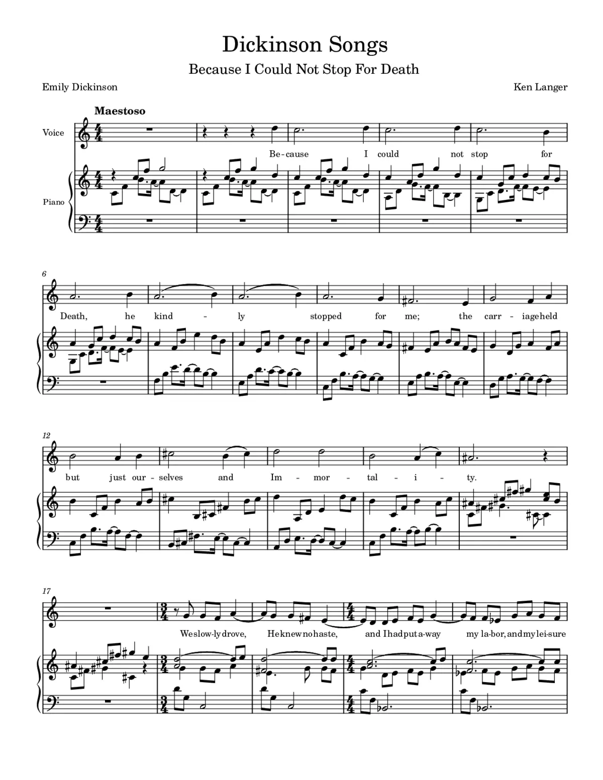 Dickinson Songs: Because I could not - Page 1