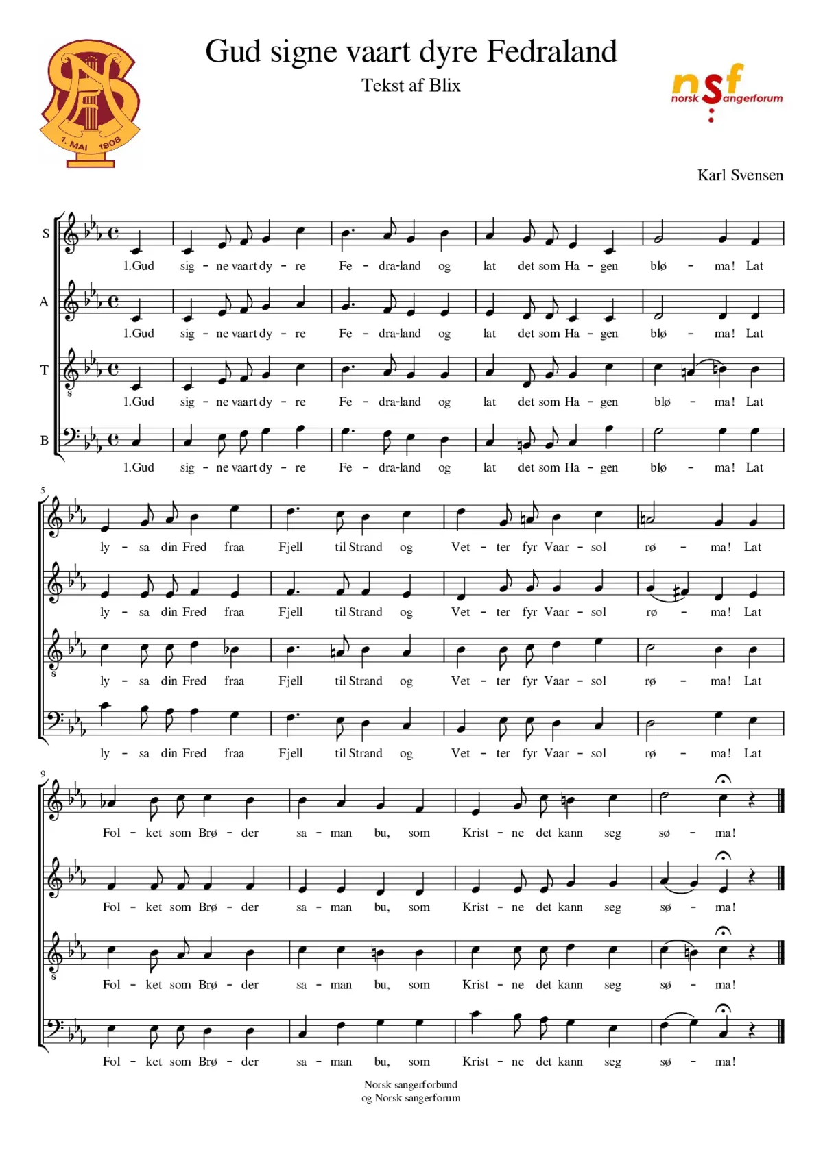 Gud signe vaart dyre Fedraland - Page 1