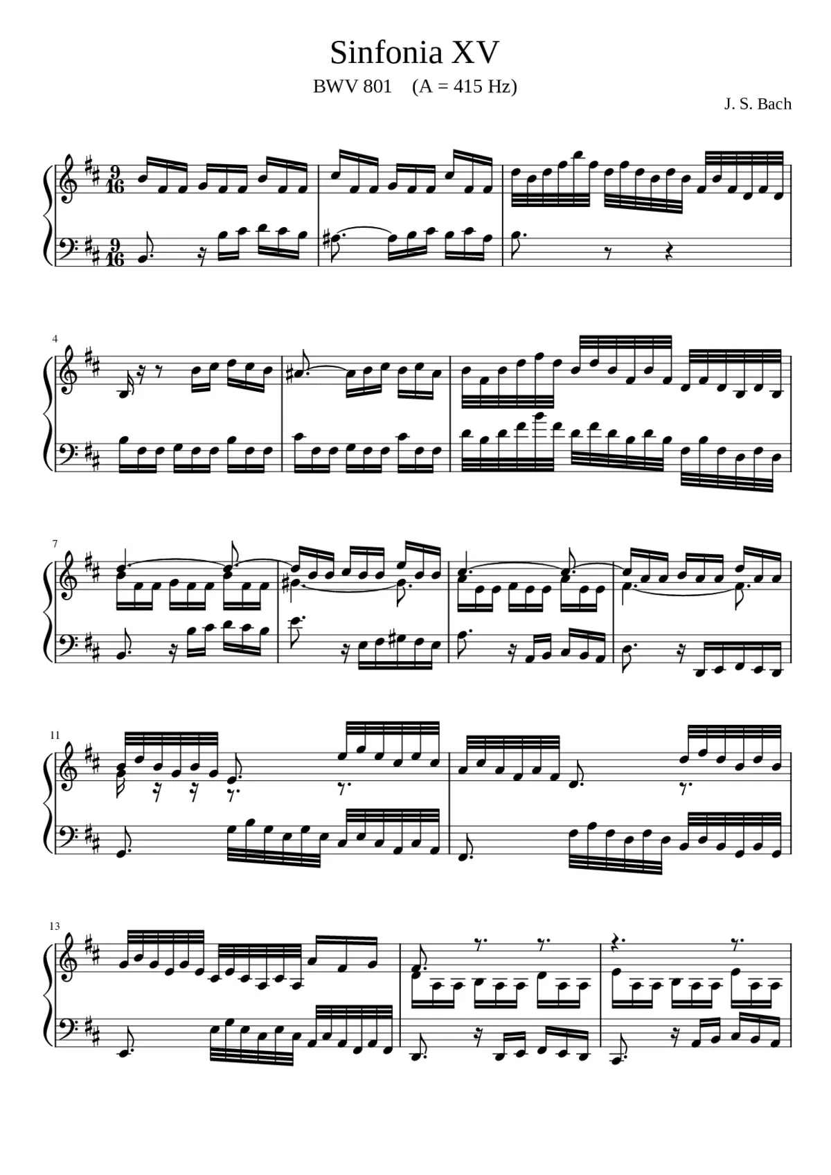 Sinfonia in B minor BWV 801 - Page 1