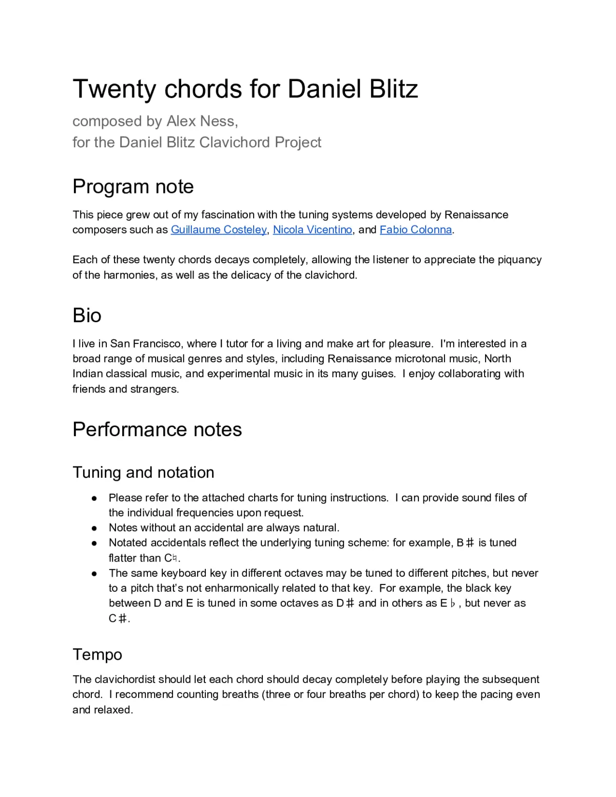 Twenty Chords for Daniel Blitz - Page 1