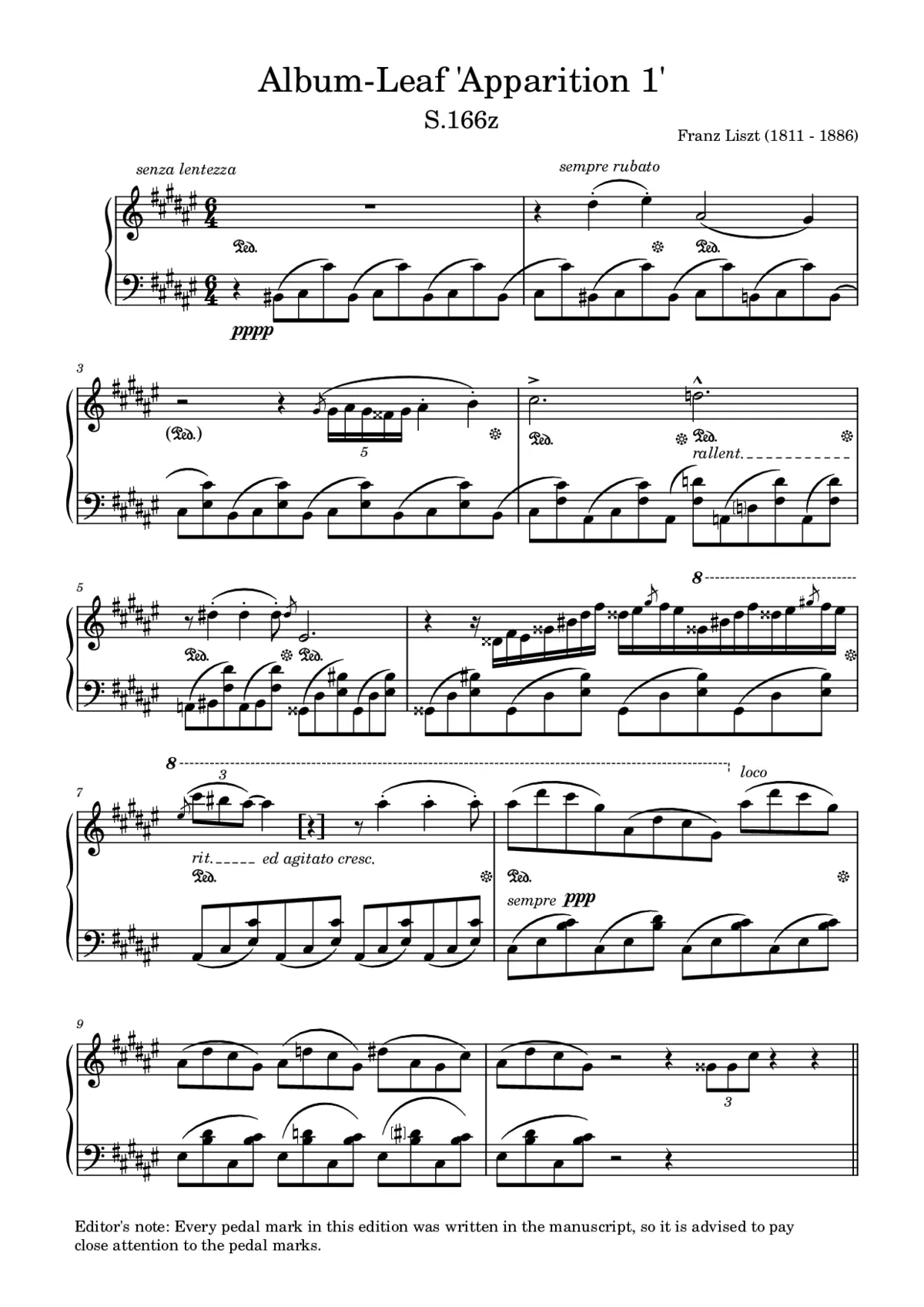 Album-Leaf 'Apparition 1', S.166z - Page 1