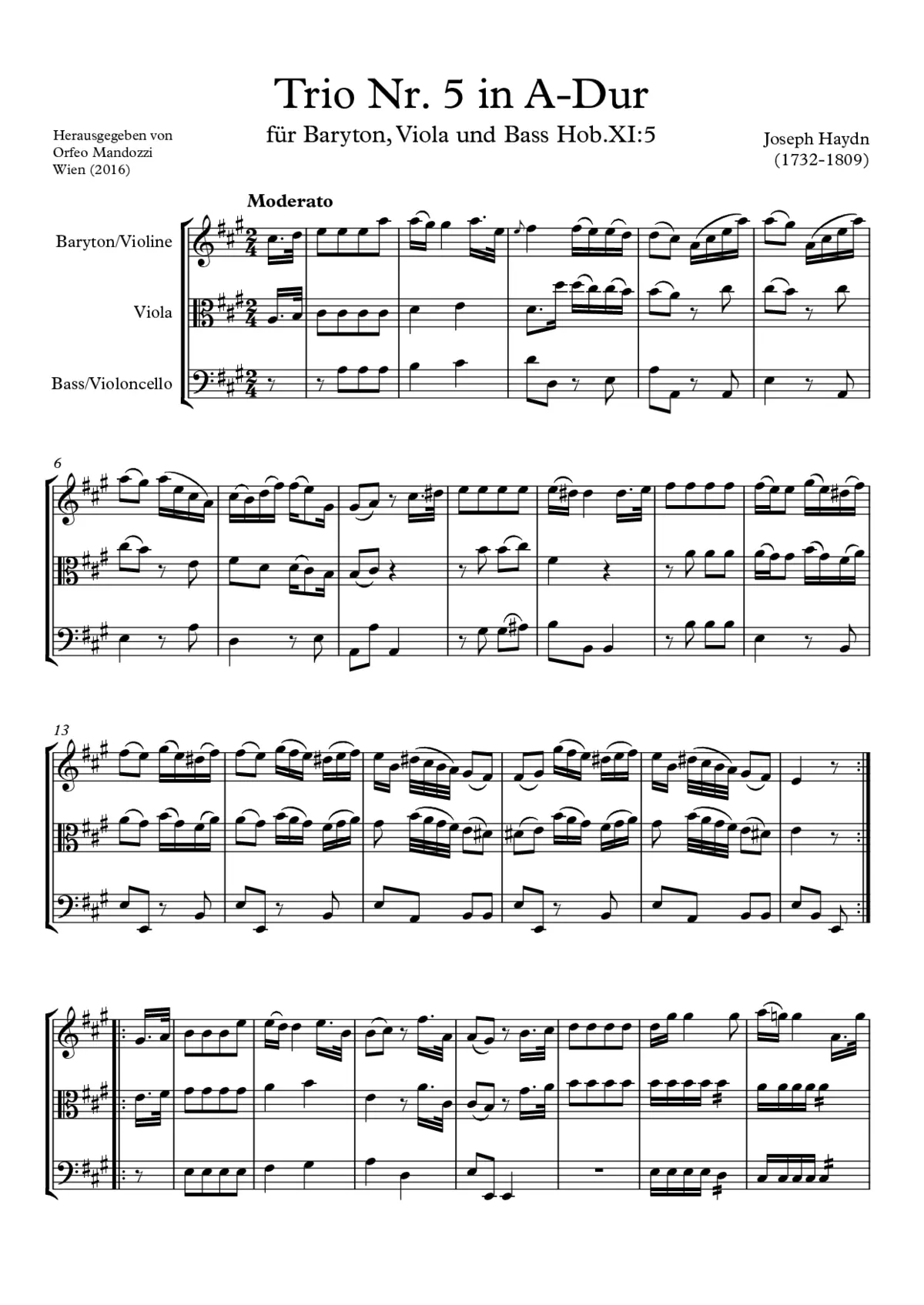 Baryton Trio in A major - Page 1