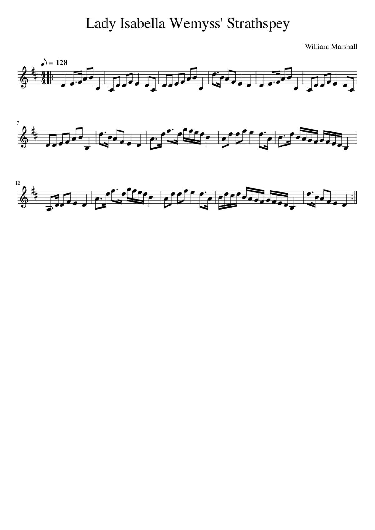 Lady Isabella Wemyss' Strathspey - Page 1