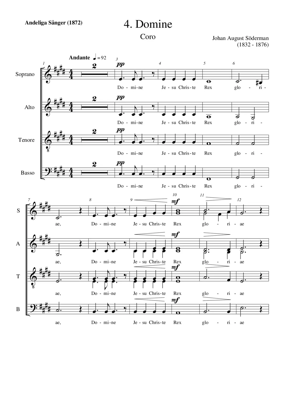 Domine Jesu Christe (No. 4 from 'Andliga sånger') - Page 1