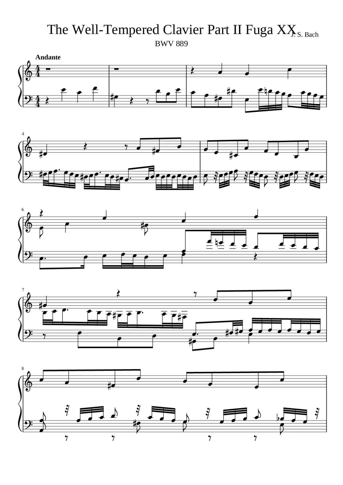 Prelude and Fugue in A minor BWV 889 - Page 1