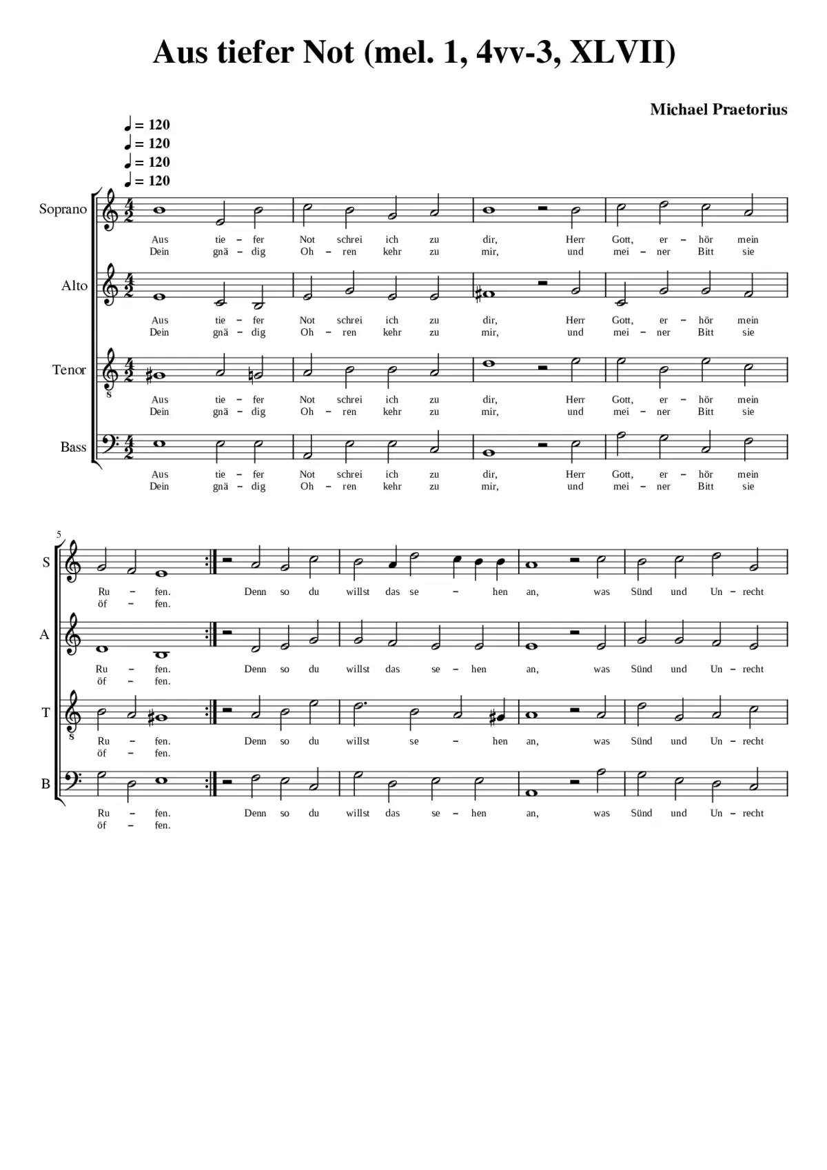 Aus tiefer Not schrei ich zu dir(1) 4vv-3 - Page 1