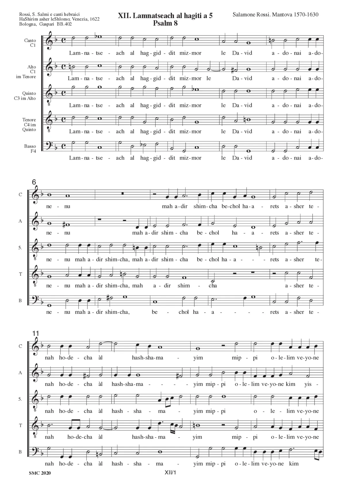 Lamnatseach al hagitit - For the chief musician on the gitit - Page 1