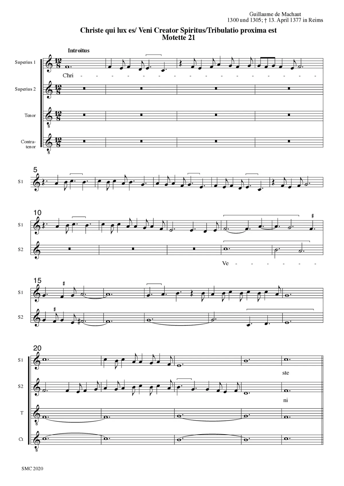 Christe qui lux es/Veni Creator Spiritus/Tribulatio proxima est - Page 1