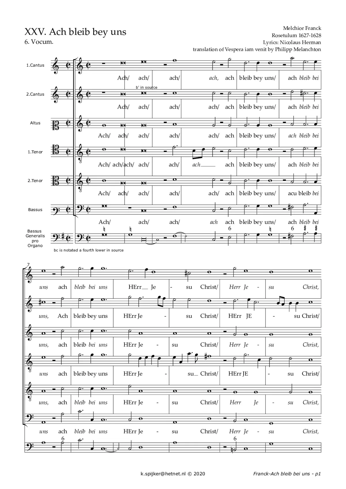 Ach bleib bei uns, Herr Jesu Christ - Page 1