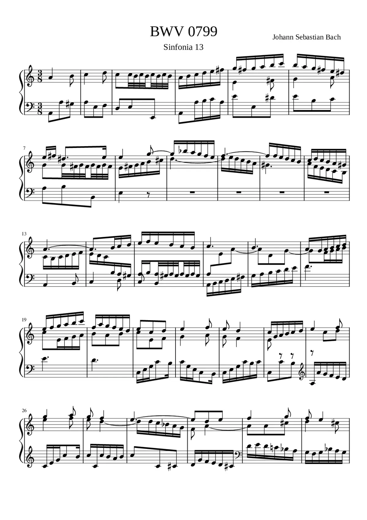 Sinfonia in A minor BWV 799 - Page 1