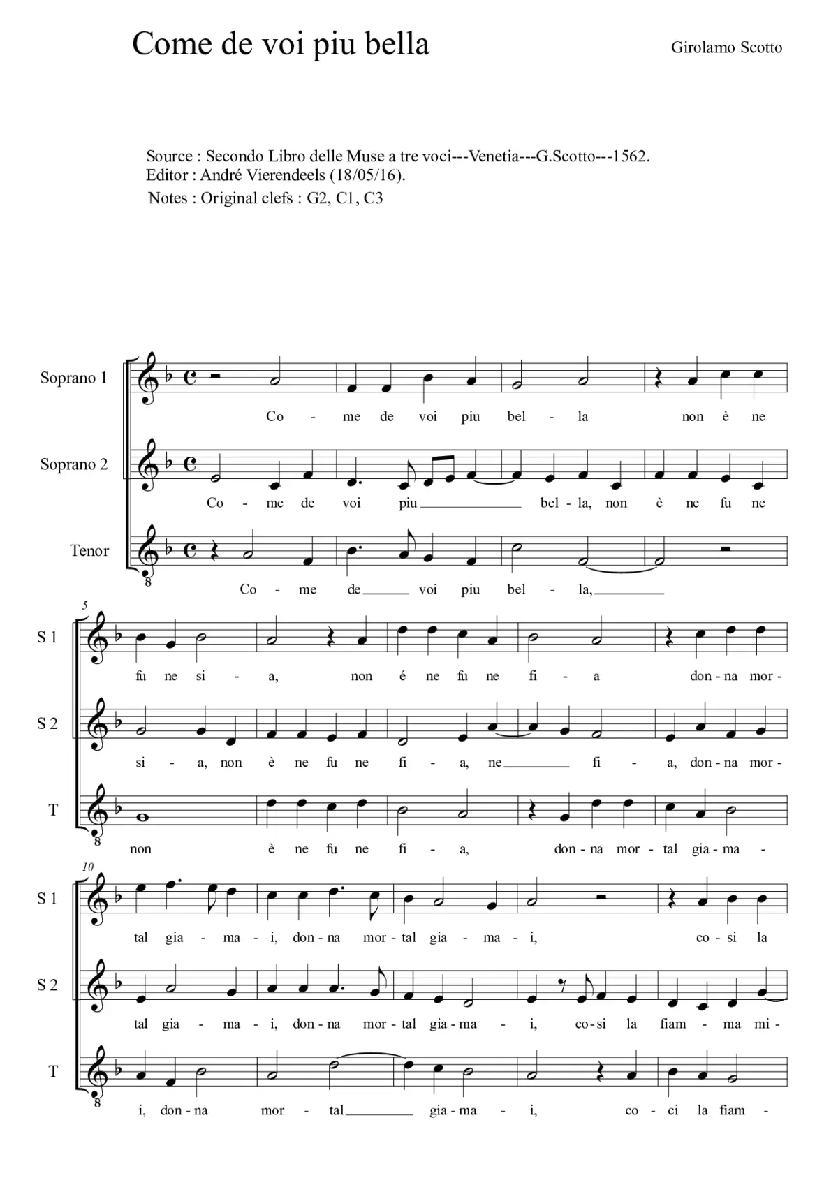 Come de voi piu bella - Page 1