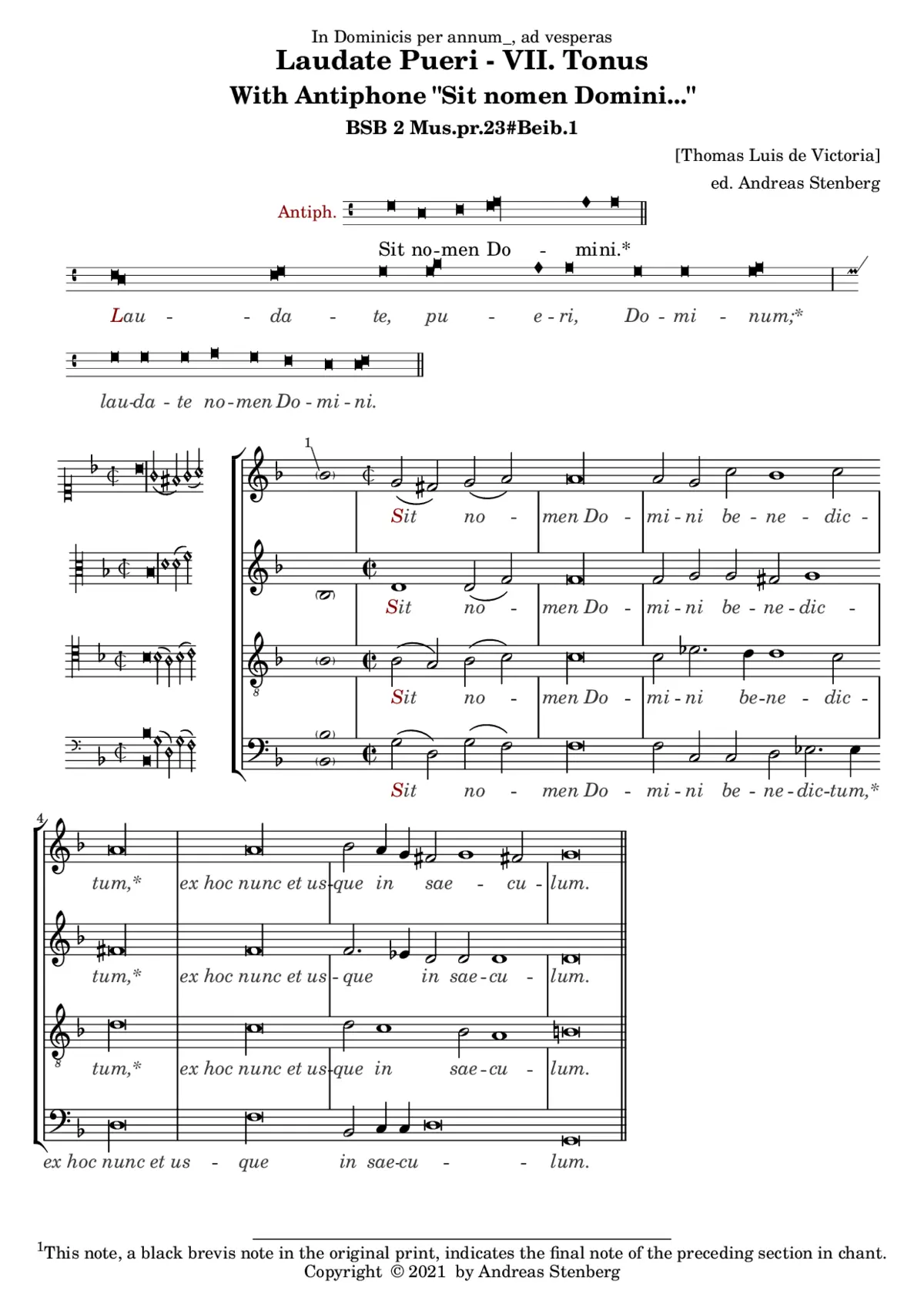 Laudate pueri Dominum - VII tone falsibordoni - Page 1