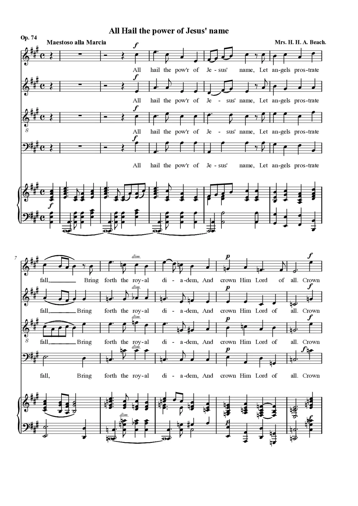 All hail the power of Jesus' name, Op. 74 - Page 1