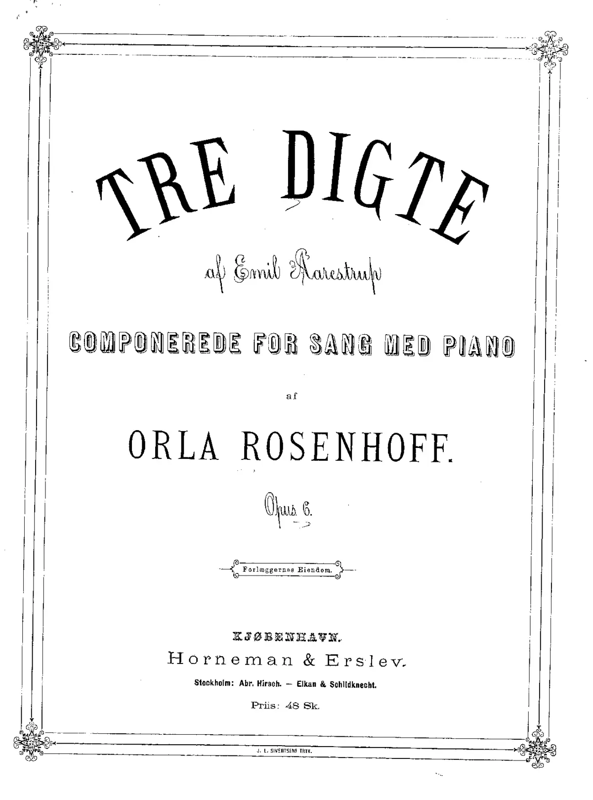 Tre Digte af Emil Aarestrup - Page 1