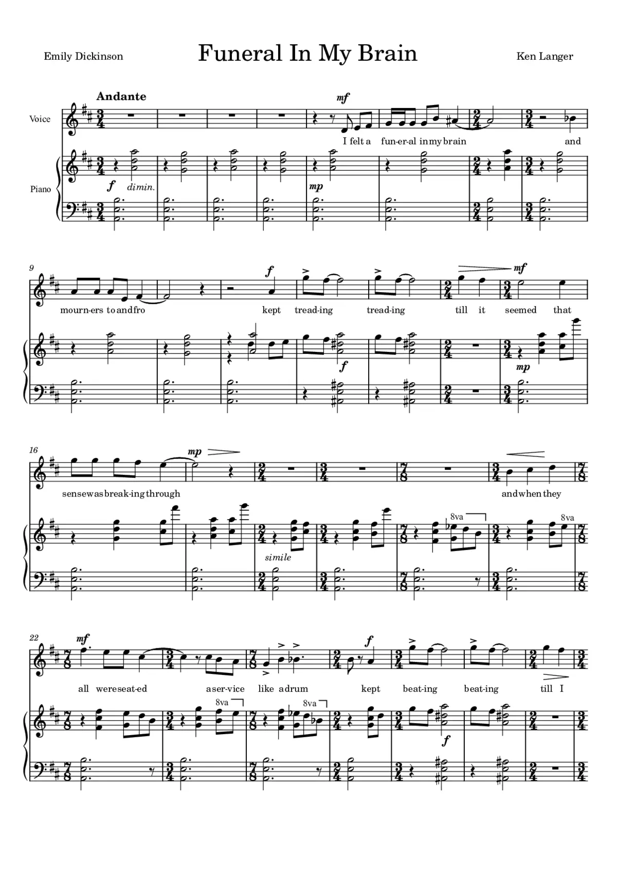 Dickinson Songs: Funeral - Page 1