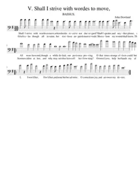 V. Shall I strive with wordes to move