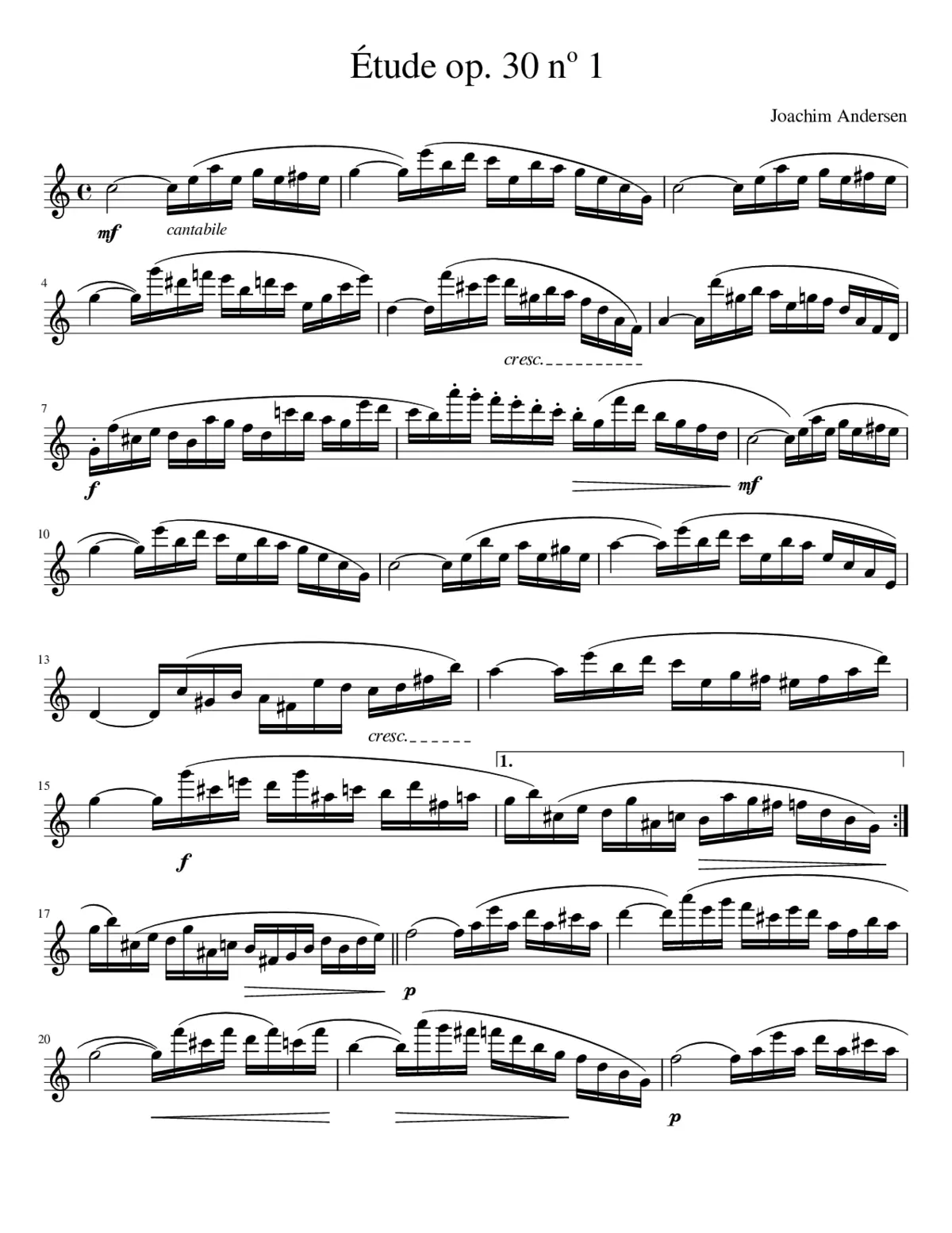 24 Etudes for Flute Op.30 - Page 1